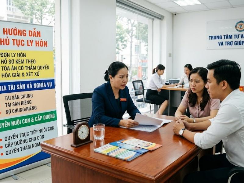 HƯỚNG DẪN THỦ TỤC LY HÔN, CHIA TÀI SẢN VÀ QUYỀN NUÔI CON
